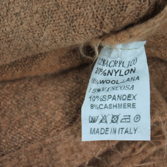 New Italy Cashmere Blend Side Button Poncho OS - Picture 7 of 8